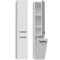 YANA - Mobile bagno con portabiancheria - 31x30x174 cm - Colonna portaoggetti bagno