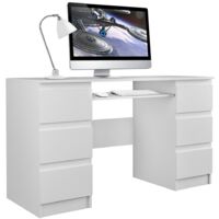 BARI - Scrivania per computer - Scrivania per computer - 6 Cassetti + Supporto per tastiera scorrevole - Arredo ufficio - Effetto cemento