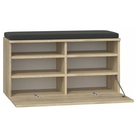 RIVI  Zapatero + asiento + almacenaje  Puerta basculante  46x85x35  6 estantes  Armario de zapatos