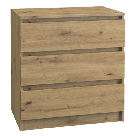 ASTER T3 - Cómoda para dormitorio, despacho o salón - 70x40x77 - 3 cajones - mueble de almacenamiento moderno - estilo escandinavo - tocador