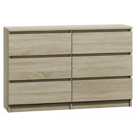 MILAN - Cómoda grande de 6 cajones - dormitorio/salon/despacho - 30x120x77cm - mueble de almacenamiento