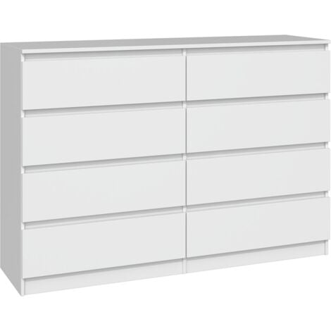 MILAN - Cómoda moderna para dormitorio, salon o despacho - 40x138x97 - 8 cajones - mueble de almacenamiento
