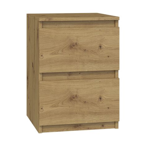 ASTER - Mesita de noche de estilo escandinavo - 30x30x40 cm - Mesita de noche con 2 cajones - Muebles de dormitorio