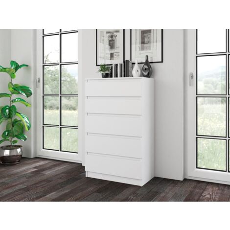 MILAN - Cómoda moderna para dormitorio, salon o despacho - 40x70x109.5 - 5 cajones correderos - mueble contenedor