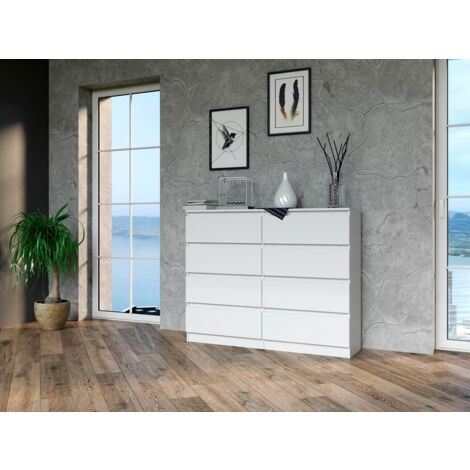 MILÁN  Cómoda contemporánea para dormitorio/salón/oficina 40x120x97  8 cajones deslizantes  Unidad de almacenamiento  Armario