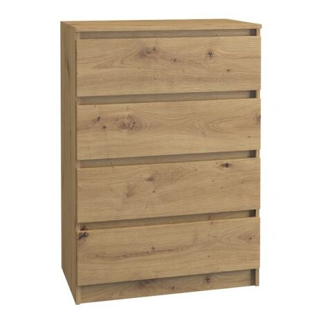 ASTER T4 - Cómoda moderna de 4 cajones - 97x70x40 - Mueble de almacenaje - Estilo escandinavo - Imitación madera (1/4)