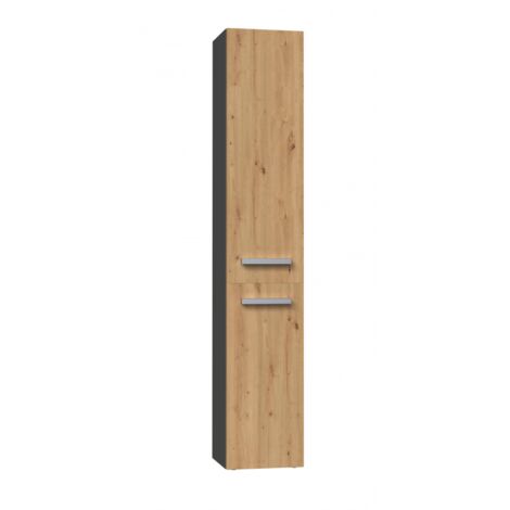 YANA - Mueble de baño con cesto de ropa - 31x30x174 cm - Columna de almacenamiento de baño