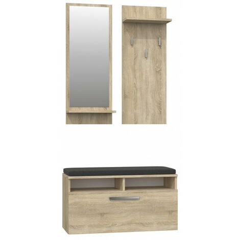 ANDERS - Mueble de entrada moderno con cojín 85x46x35 cm - Banco zapatero - Con espejo