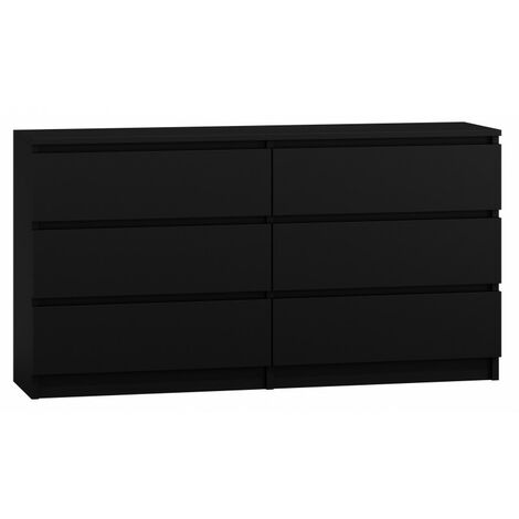 ASTER - Cómoda de 6 cajones para dormitorio, salón o despacho - 138x40x75cm - estilo escandinavo