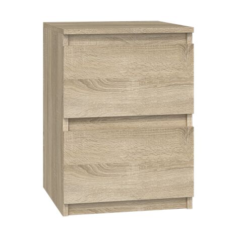 ASTER T2 - Mesita de noche 2 cajones - estilo moderno - 40x30x30cm - mesita de noche - mobiliario auxiliar - imitacion madera