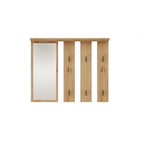 PARMI - Perchero de pared con espejo - Perchero de pared - 100x15x81,5 cm - 6 ganchos - Mueble de entrada