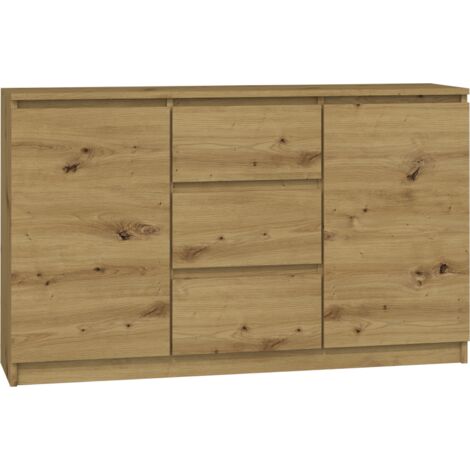 CAZAR  Cómoda moderna 2 puertas + 3 cajones dormitorio / salón / oficina  Dimensiones: 75x120x40  Diseño minimalista  Mobiliario funcional