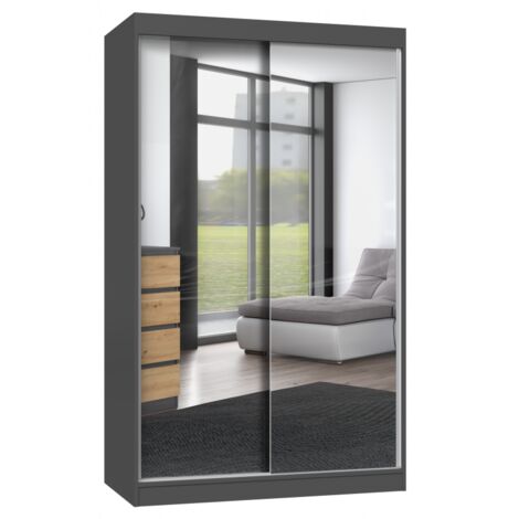PAOLO - Armario con 2 puertas correderas - 2 espejos - L. 120 cm - Dormitorio vestidor con 2 puertas