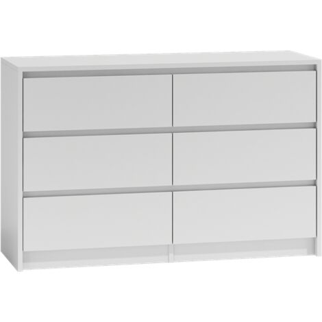 IRIS 120 - Cómoda moderna de 6 cajones para dormitorio / despacho / salón - 120x75x40cm - Mueble de almacenamiento de estilo escandinavo