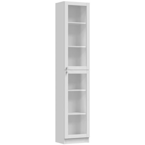 PERRY - Vitrina con dos puertas - Estilo clásico - 6 estantes - 40x31x200 cm - Muebles de salón
