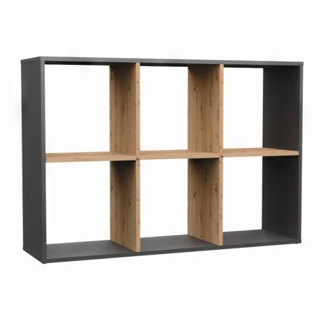MARION - Estantería modular con 6 cubos - Librería con 6 compartimentos - 110x30x75 cm - Mueble de almacenaje (1/2)