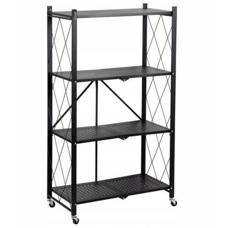 BASIKE - Mueble de almacenaje con ruedas - Aparador - 4 estantes - Mueble plegable (1/5)