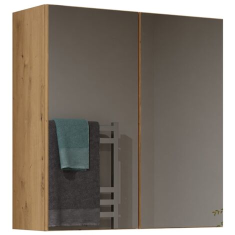 SOFYA - Armario de pared con espejo 2 puertas - Mueble de cuarto de baño con espejo - Dimensiones 60x22x60 cm - Almacenaje de cuarto de baño (1/5)