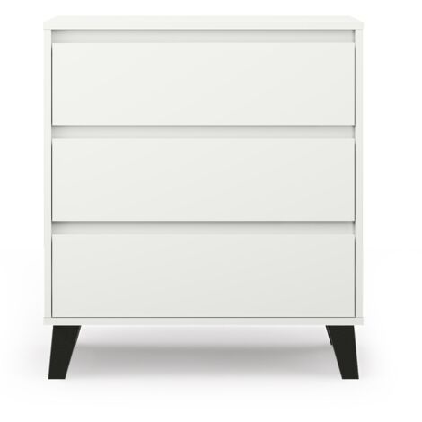 SONIA - Cómoda 3 cajones estilo escandinavo - 70x39x78.5cm - Mueble de almacenaje - Blanco
