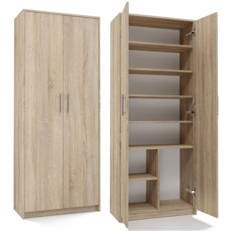 PARLA - Armario moderno con 6 estantes - 180x74x35cm - Almacenaje - Armario de oficina - Sonoma