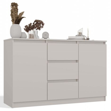 CAZAR - Cómoda de 2 puertas + 3 cajones - Medidas: 75x120x40 - Mueble contenedor - Beige (1/5)