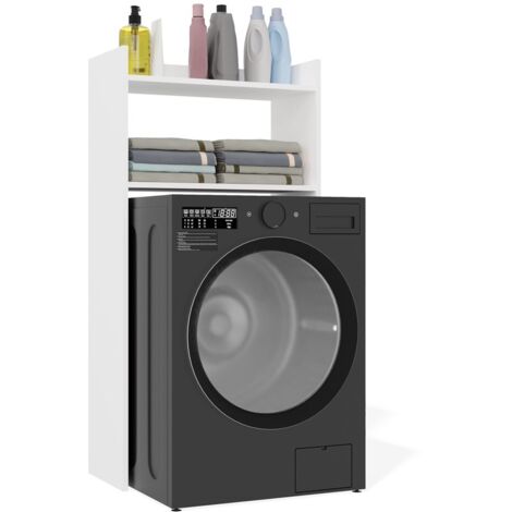 NINA NP - Armario de baño sobre lavadora con 2 repisas 64×124×30 cm - Blanco (1/5)