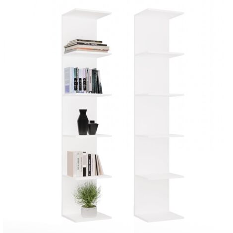 ETAGERE 6P - Estantería 180 cm con 6 repisas para libros y archivadores oficina / salón - Blanco