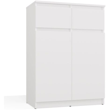 MALEX - Cómoda moderna de 97 cm con 2 puertas y 2 cajones - Blanco (1/5)