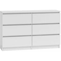 MILAN - Cómoda grande para dormitorio de 6 cajones - 30x120x77cm - Estilo escandinavo - Almacenamiento