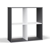 MARION - Estantería funcional con compartimentos para dormitorio/despacho/salón - Dimensiones: 75 x 75 x 30 - Antracita y blanco