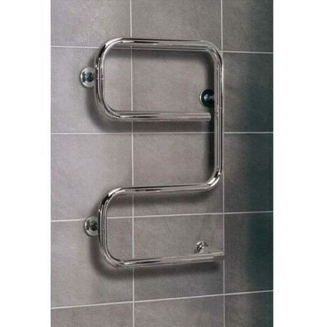 LVI – Sèche-serviettes électrique 55W vertical chromé – Hauteur 625mm, largeur 450mm, profondeur 105mm – Design asymétrique – 3761551