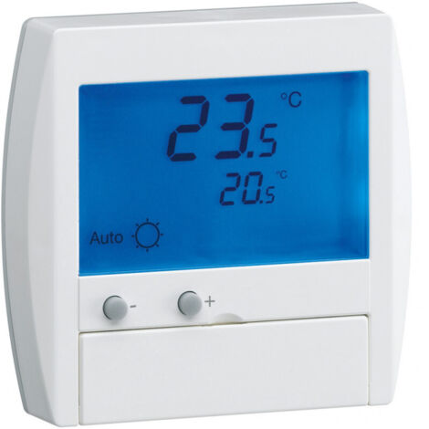 Hager – Thermostat digital semi-encastré pour chauffage électrique – Régulateur de plancher chauffant 230V – Mode PI – Indice de protection IP30