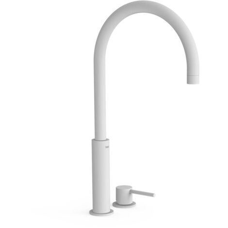 Lavabo mitigeur haut sur gorge Blanc Mat STUDY - TRES 26110502BM (1/2)