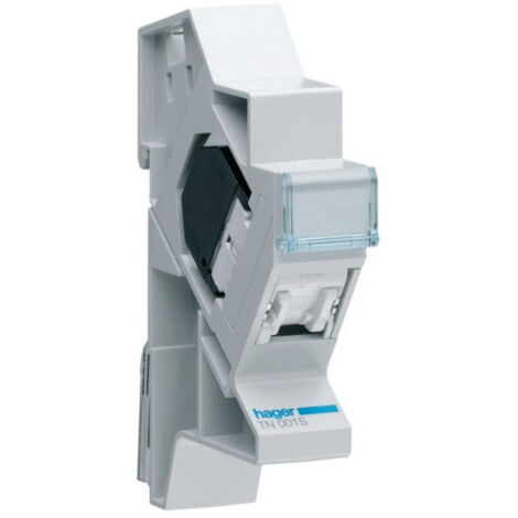 Hager – Connecteur RJ45 cat.6a STP pour grade 3 TV – Blindé – Bande passante 500 MHz – Installation sur rail DIN
