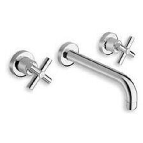 Cristina Ondyna – Robinet lavabo mural 3 trous finition chrome – Hauteur sous bec 110 mm – Forme du bec incurvée – EV11450 (1/4)