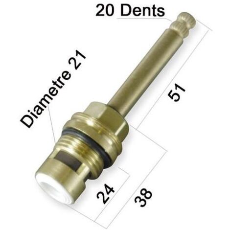 Cristina Ondyna – Tête céramique 1/2 tour longue 20 dents – Compatible modèles EV/CH/EV110/EV111/EV618 – Filetage plomberie 3/8'' – PD00188