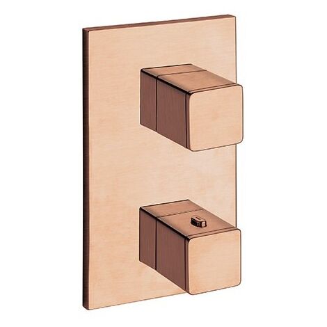 Facade Externe Quadri Laiton Thermostatique 2 Sorties Or Rose Bross Robinetterie QUADRI - CRISTINA ONDYNA XQ85234P (1/2)