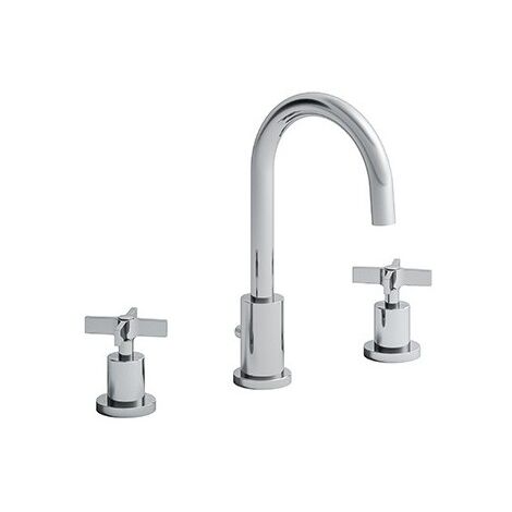 Lavabo Cross Road 3 Trous + Vidage Chrome Robinetterie CROSS ROAD - CRISTINA ONDYNA CR20551 (1/2)