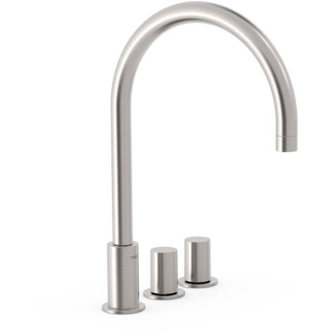 TRES 06110501AC STUDY Grifo Bimando De Repisa para Lavabo Color Acero - ref: 06110501AC (1/2)