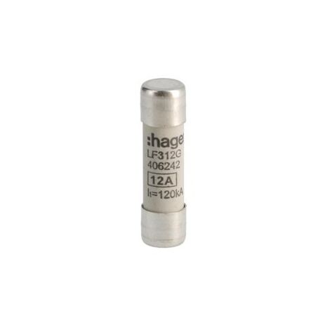 Cartouche fusible industrielle 10x38 gG 12A HAGER LF312G (1/2)