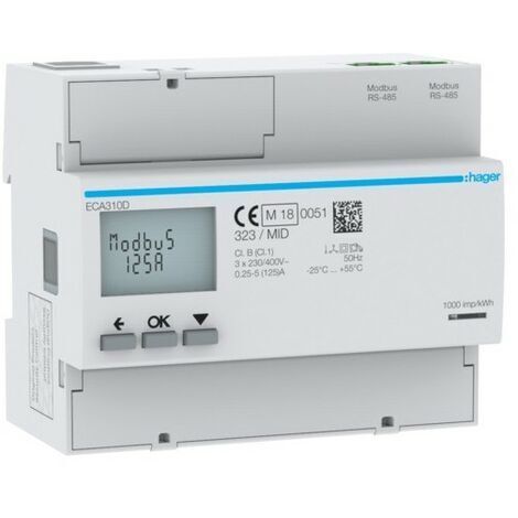 COMPTEUR TRI 125A AGARDIO MID - GESTION DU BATIMENT HAGER ECA310D (1/3)