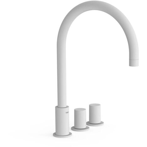 TRES 06110501BM STUDY Grifo Bimando De Repisa para Lavabo Color Blanco Mate - ref: 06110501BM (1/2)