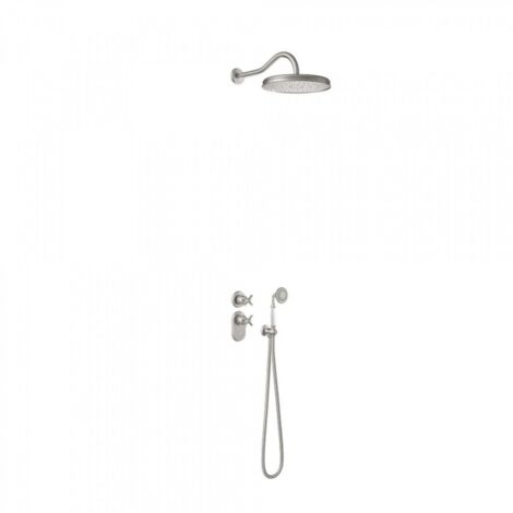 Kit thermostatique de douche encastré avec fermeture et réglage du débit (2 voies) - TRES 24235202AC Acier (1/2)