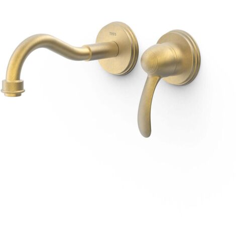 Mitigeur évier mural Laiton Vieilli Mat Bec 210 mm TRES-CLASIC - TRES 24220001LM (1/2)