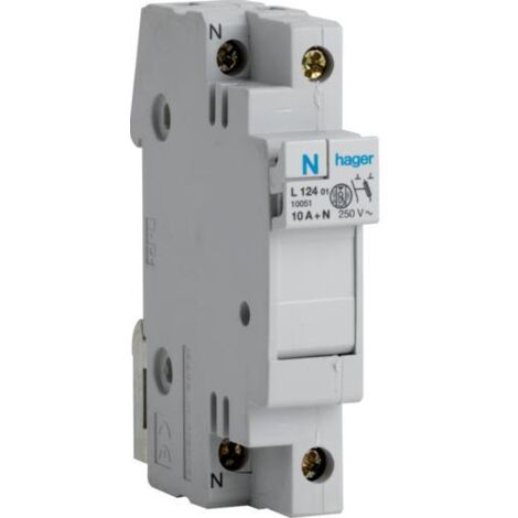Hager – Coupe-circuit 1P+N 10A 250V – Interrupteur général avec surveillance des fusibles – Borne à vis – Montage en saillie