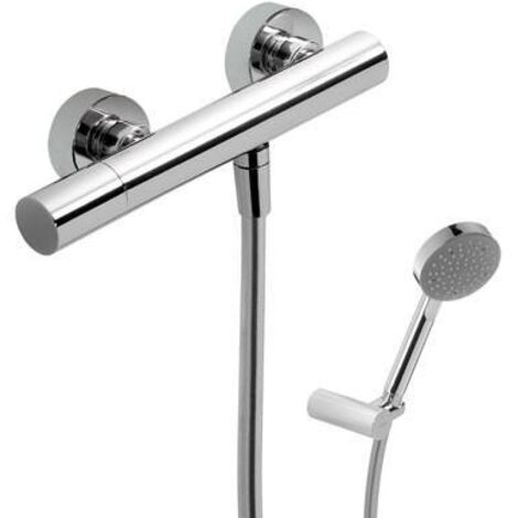 Mitigeur douche Douchette à main anticalcaire avec support orientable et flexible satin - TRES 06116701 (1/2)