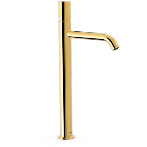 TRES 26130801OR STUDY Grifo Monomando XXL Caño Alto para Lavabo Color Oro 24K - ref: 26130801OR (1/2)