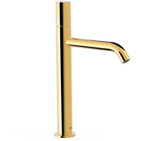 TRES 26130701OR STUDY Grifo Monomando Caño Alto para Lavabo Color Oro 24K - ref: 26130701OR (1/2)