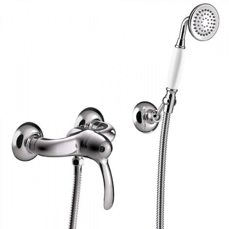 Mitigeur douche Douchette à main anticalcaire avec support orientable. Flexible double agrafage - TRES 24216701 (1/2)