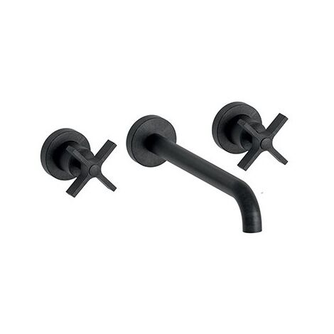 Lavabo Cross Road Small 3 Trous + Vidage Sans Meca Chrome Noir Brosse Robinetterie CROSS ROAD - CRISTINA ONDYNA CR24275 (1/2)